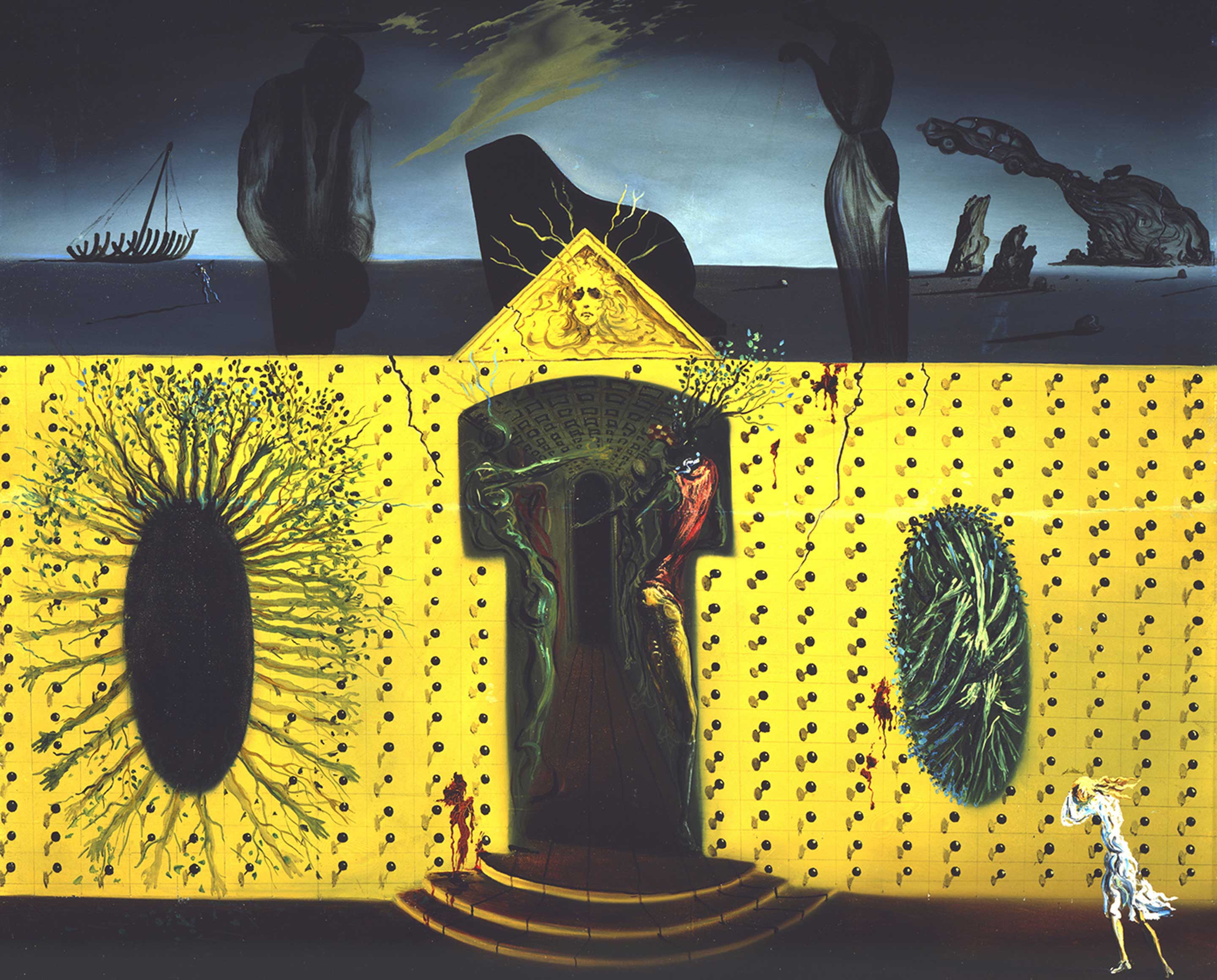 サルバドール・ダリ 《狂えるトリスタン》 1938 年、45.7×54.9 cm、板に油彩、サルバドール・ダリ美術館蔵 Collection of the Salvador Dalí Museum, St. Petersburg, Florida Worldwide rights: © Salvador Dalí, Fundació Gala-Salvador Dalí, JASPAR, Japan, 2016. In the USA: ©Salvador Dalí Museum Inc. St. Petersburg, Florida, 2016.